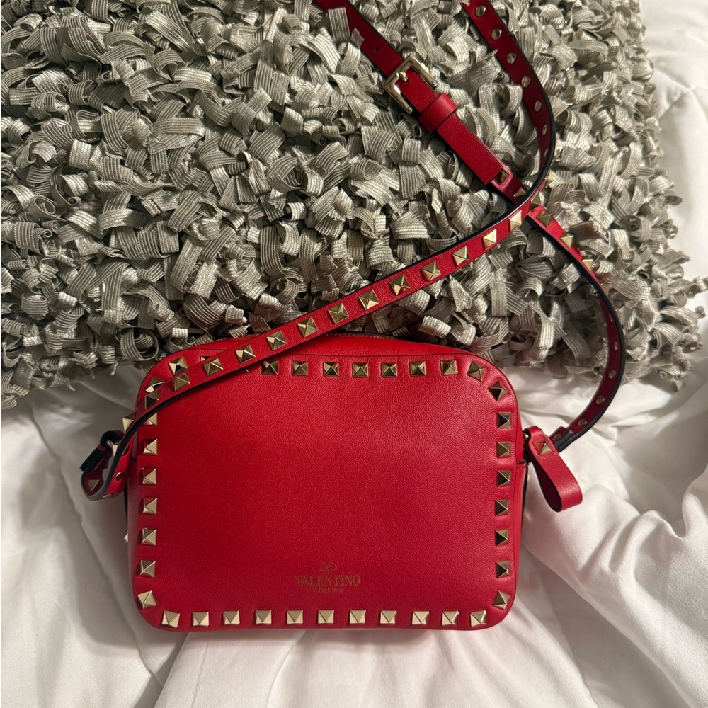 100% authentic Valentino Red Studded Crossbody Bag